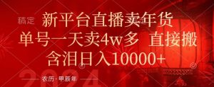 年末红利来了，新平台直播卖年货，单号一天卖4w多，话术场景直接搬，含泪日入1w+【揭秘】-虚拟资源库