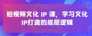 短视频文化IP课，学习文化IP打造的底层逻辑-虚拟资源库