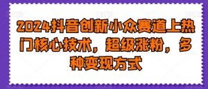 2024抖音创新小众赛道上热门核心技术,超级涨粉,多种变现方式【揭秘】-虚拟资源库