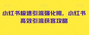 小红书极速引流强化班，小红书高效引流获客攻略-虚拟资源库