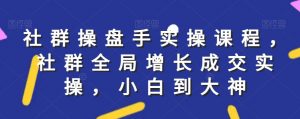 社群实操课程,社群全局增长成交实操,小白到大神-虚拟资源库