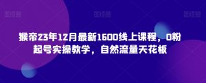 猴帝23年12月最新1600线上课程，0粉起号实操教学，自然流量天花板-虚拟资源库