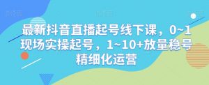 最新抖音直播起号线下课,0~1现场实操起号,1~10+放量稳号精细化运营-虚拟资源库