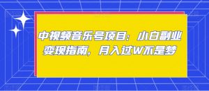中视频音乐号项目:小白副业变现指南,月入过W不是梦【揭秘】-虚拟资源库