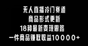 无人直播冷门赛道,商品形式更新,18种变现思路,一件商品赚取收益10000+【揭秘】-虚拟资源库