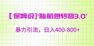 保姆级脑筋急转弯3.0,暴力引流,日入400-800+【揭秘】-虚拟资源库