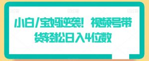 小白/宝妈逆袭!视频号带货轻松日入4位数【揭秘】-虚拟资源库