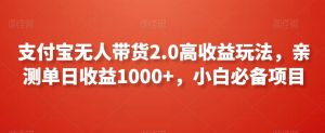 支付宝无人带货2.0高收益玩法，亲测单日收益1000+，小白必备项目【揭秘】-虚拟资源库