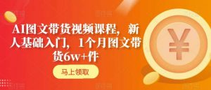 AI图文带货视频课程,新人基础入门,1个月图文带货6w+件-虚拟资源库