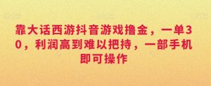 靠大话西游抖音游戏撸金,一单30,利润高到难以把持,一部手机即可操作,日入3000+【揭秘】-虚拟资源库