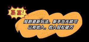 短剧最新玩法,新手当天就可以有收入,收入轻松破万【揭秘】-虚拟资源库