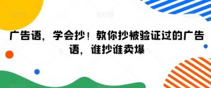 广告语,学会抄!教你抄被验证过的广告语,谁抄谁卖爆-虚拟资源库