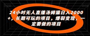 24小时无人直播汤姆猫日入2000+,长期可玩的项目,爆裂变现,一定要做的项目【揭秘】-虚拟资源库