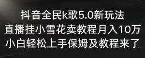 抖音全民k歌5.0新玩法,直播挂小雪花卖教程月入10万,小白轻松上手,保姆及教程来了【揭秘】-虚拟资源库