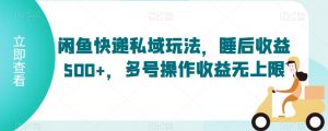闲鱼快递私域玩法，睡后收益500+，多号操作收益无上限【揭秘】-虚拟资源库