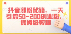 抖音涨粉秘籍,一天引流50-200创业粉,保姆级教程【揭秘】-虚拟资源库