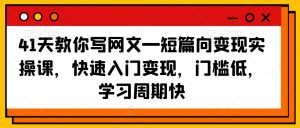 41天教你写网文—短篇向变现实操课,快速入门变现,门槛低,学习周期快-虚拟资源库