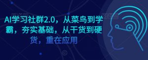 AI学习社群2.0,从菜鸟到学霸,夯实基础,从干货到硬货,重在应用-虚拟资源库