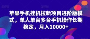苹果手机挂机拉新项目进阶版模式,单人单台多台手机操作长期稳定,月入10000+【揭秘】-虚拟资源库