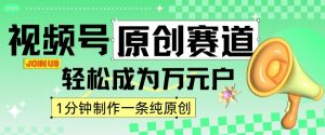 2024视频号最新原创赛道，1分钟一条原创作品，日入4位数轻轻松松-虚拟资源库
