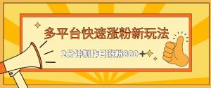 多平台快速涨粉最新玩法，2分钟制作，日涨粉800+【揭秘】-虚拟资源库