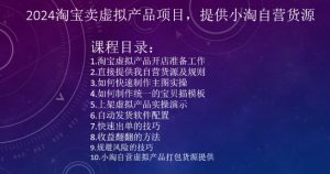 2024淘宝卖虚拟产品项目,提供小淘自营货源-虚拟资源库