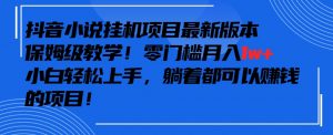 抖音最新小说挂机项目,保姆级教学,零成本月入1w+,小白轻松上手【揭秘】-虚拟资源库