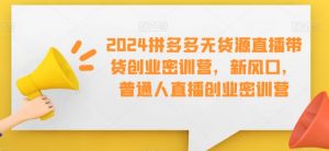 2024拼多多无货源直播带货创业密训营,新风口,普通人直播创业密训营-虚拟资源库