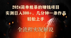 2024简单粗暴的赚钱项目,实测日入300+,几分钟一条作品,轻松上手【揭秘】-虚拟资源库