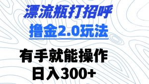 漂流瓶打招呼撸金2.0玩法,有手就能做,日入300+【揭秘】-虚拟资源库
