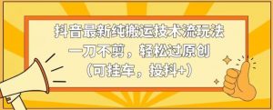 抖音最新纯搬运技术流玩法,一刀不剪,轻松过原创(可挂车,投抖+)【揭秘】-虚拟资源库