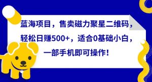 蓝海项目,售卖磁力聚星二维码,轻松日赚500+,适合0基础小白,一部手机即可操作【揭秘】-虚拟资源库