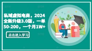 私域虚拟电商，2024全新升级3.0版，一单50-200，一个月1W+【揭秘】-虚拟资源库