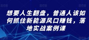 想要人生翻盘，普通人该如何抓住新能源风口赚钱，落地实战案例课-虚拟资源库