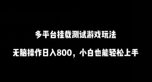 多平台挂载测试游戏玩法,无脑操作日入800,小白也能轻松上手【揭秘】-虚拟资源库
