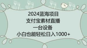 2024年蓝海项目,支付宝素材直播,无需出境,小白也能日入1000+ ,实操教程【揭秘】-虚拟资源库