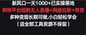 新风口一天1000+已实操落地购物平台短剧无人直播+网盘拉新+带货多种变现长期可做【揭秘】-虚拟资源库