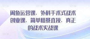 闲鱼运营课，外科手术式战术创业课，简单粗暴直接，真正的战术实战课-虚拟资源库