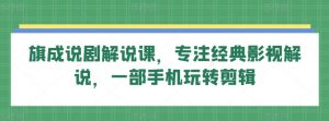 旗成说剧解说课,专注经典影视解说,一部手机玩转剪辑-虚拟资源库