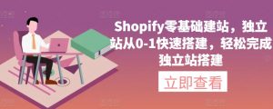 Shopify零基础建站,独立站从0-1快速搭建,轻松完成独立站搭建-虚拟资源库