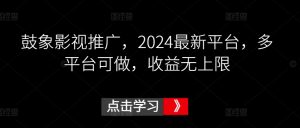 鼓象影视推广，2024最新平台，多平台可做，收益无上限【揭秘】-虚拟资源库