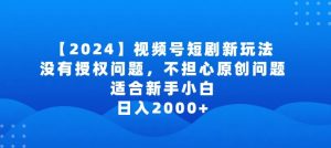 2024视频号短剧玩法，没有授权问题，不担心原创问题，适合新手小白，日入2000+【揭秘】-虚拟资源库