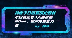 抖音今日话题历史题材-小白易起号3天播放量20w+,客户付费能力强【揭秘】-虚拟资源库