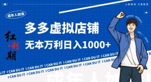 拼多多超神玩法!虚拟店铺无本入局日收1000+,不需要发货,不需要售后【揭秘】-虚拟资源库