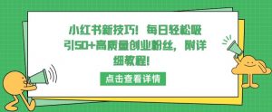 小红书新技巧，每日轻松吸引50+高质量创业粉丝，附详细教程【揭秘】-虚拟资源库