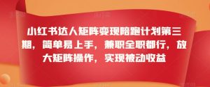 小红书达人矩阵变现陪跑计划第三期，简单易上手，兼职全职都行，放大矩阵操作，实现被动收益-虚拟资源库