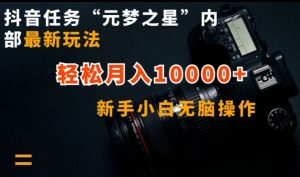 抖音任务“元梦之星”内部最新玩法,新手小白无脑操作,轻松月入10000+【揭秘】-虚拟资源库