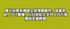 爆火治愈系情感文案视频制作，流量密码，冷门赛道，小白轻松上手月入过万保姆级实操教程【揭秘】-虚拟资源库