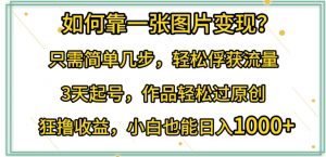 如何靠一张图片变现?只需简单几步,轻松俘获流量,3天起号,作品轻松过原创【揭秘】-虚拟资源库