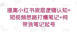 提高小红书底层逻辑认知+短视频思路打爆笔记+纯带货笔记起号-虚拟资源库